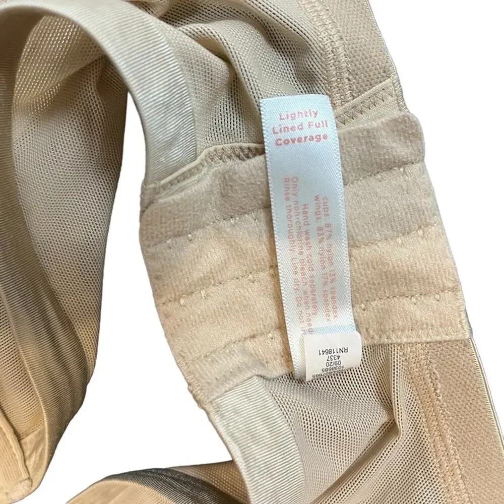 CACIQUE LIGHTLY LINED FULL COVERAGE Beige Tan Smooth Underwire Bra Satin 44DDD